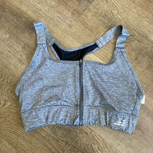 BCG Gray High Support Front Zip Sports Bra Size Large